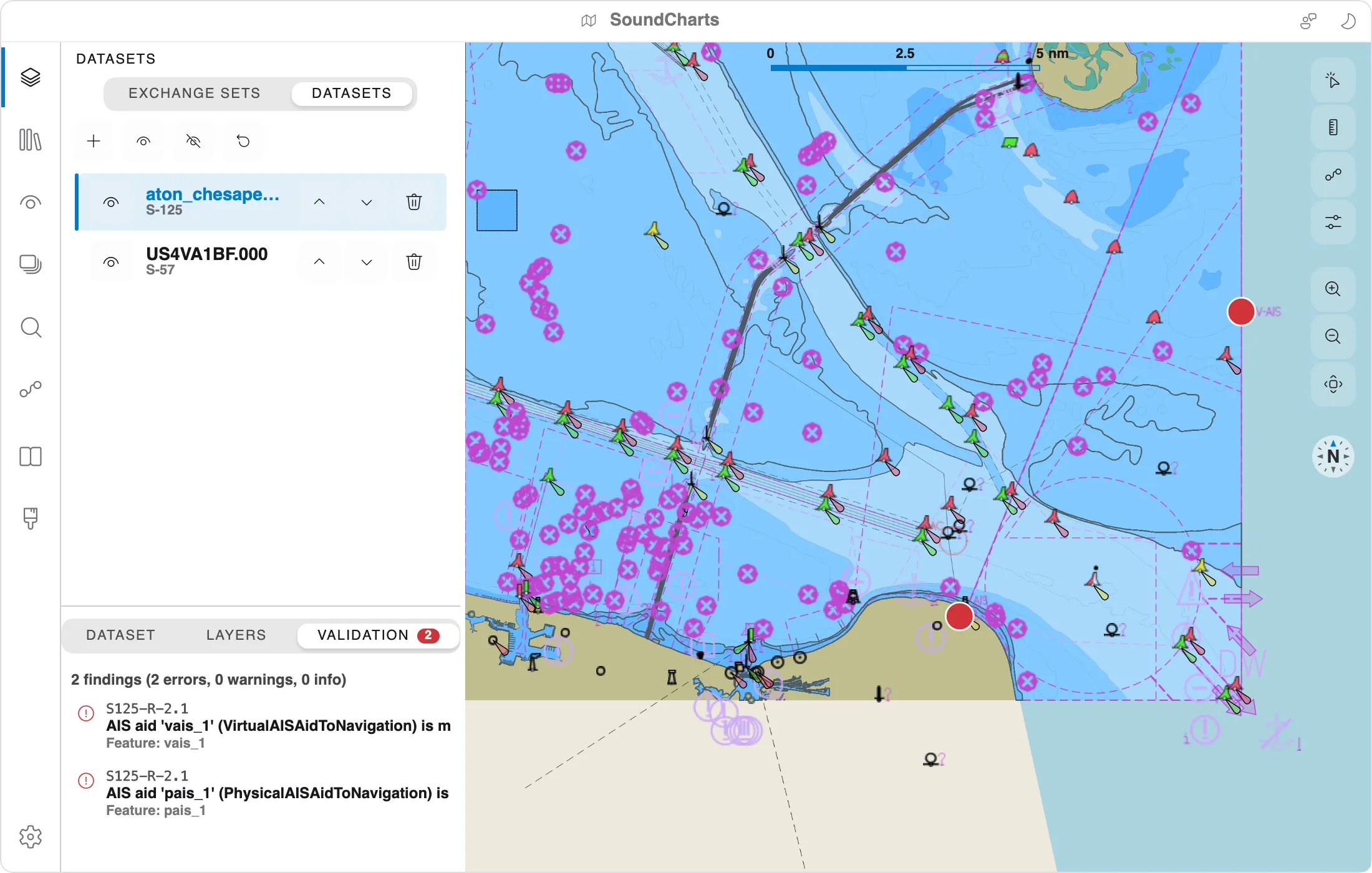Validation findings with map markers